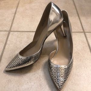Jcrew silver metallic heels, size 8
